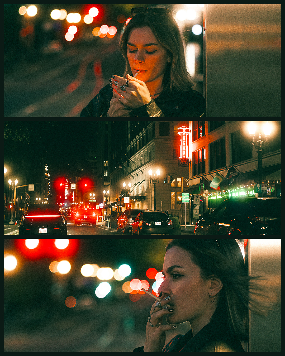 Cinematic Night Portraits in Portland: Red Light, Neon, and Double Exposures — photograph 7 of 20
